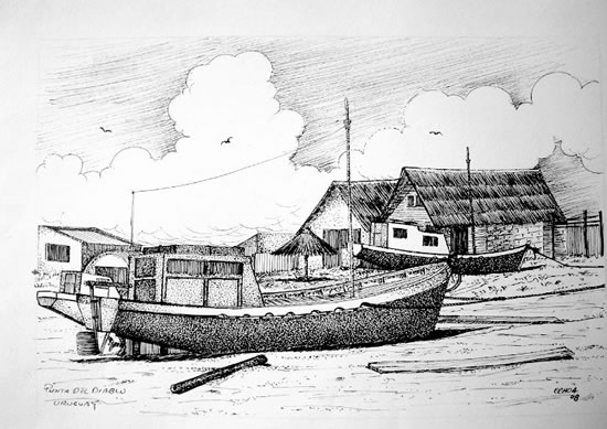 Las típicas barcas de pescadores (obra del autor)